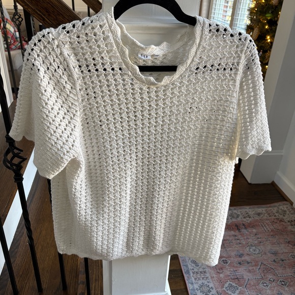 GAP White Crochet Crewneck Sweater - Picture 2 of 6